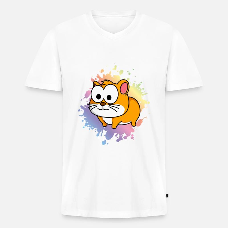 Hamster Comic Tier - Männer Premium Bio T-Shirt mit V-Ausschnitt - Weiß