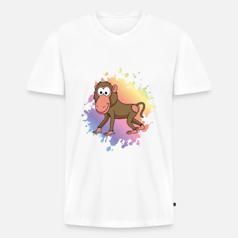 Monkey affe comic - Männer Premium Bio T-Shirt mit V-Ausschnitt - Weiß