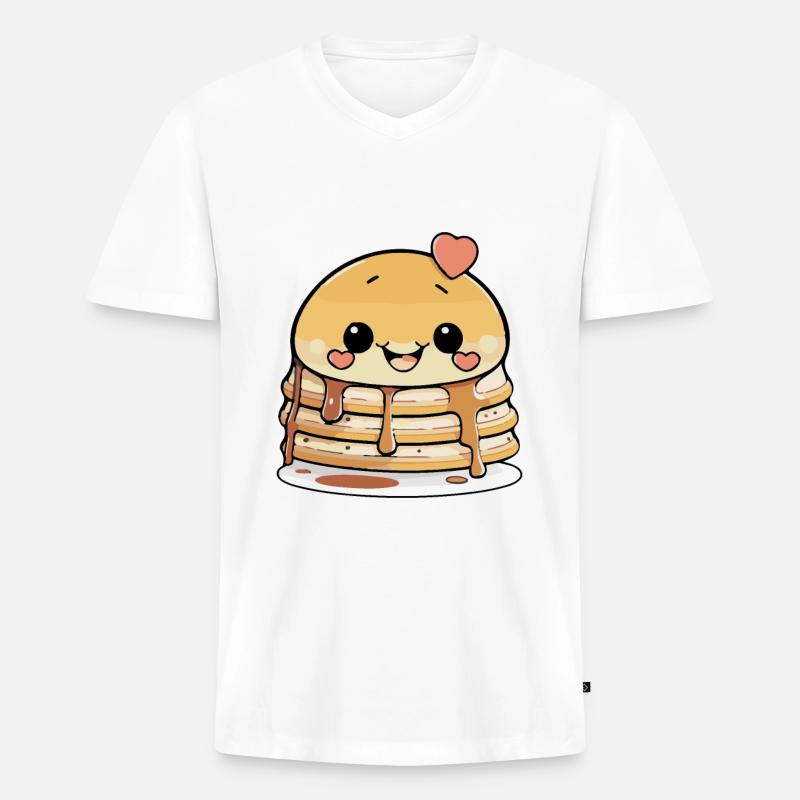 Pancake Comic - Männer Premium Bio T-Shirt mit V-Ausschnitt - Weiß