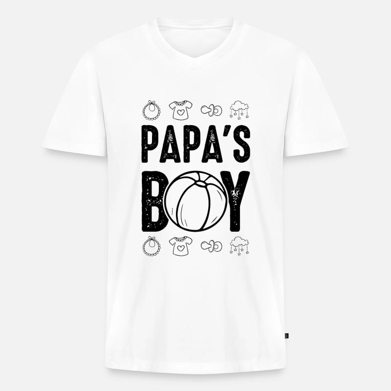 baby papas junge - Männer Premium Bio T-Shirt mit V-Ausschnitt - Weiß