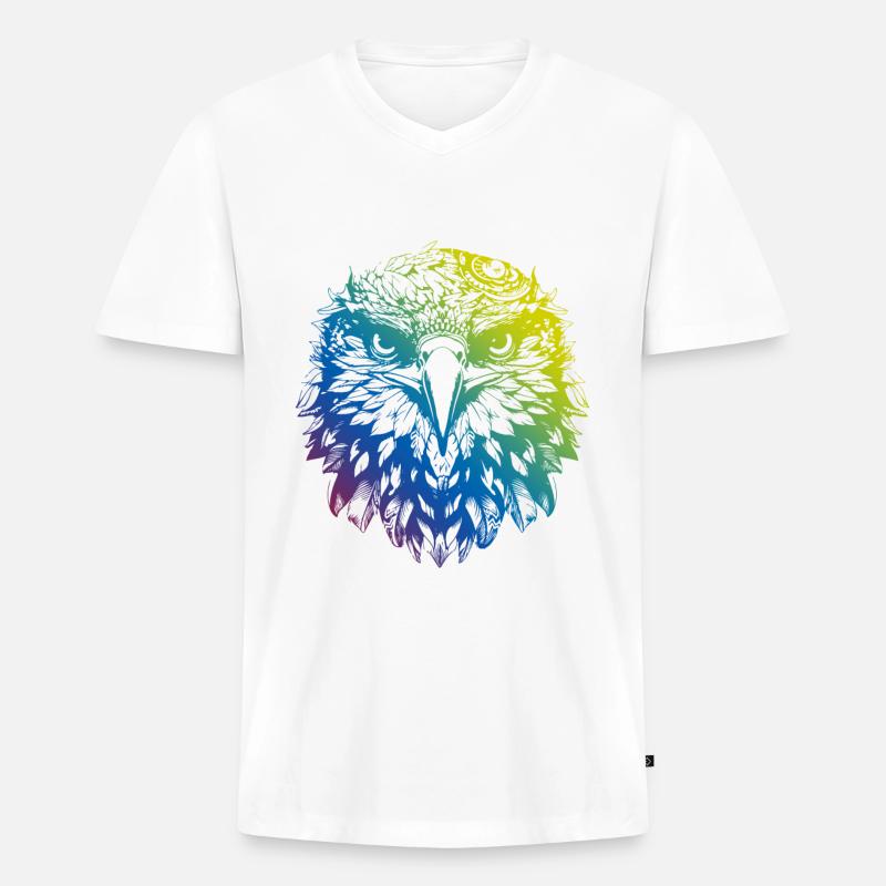 Adler Mandala Boho - Männer Premium Bio T-Shirt mit V-Ausschnitt - Weiß