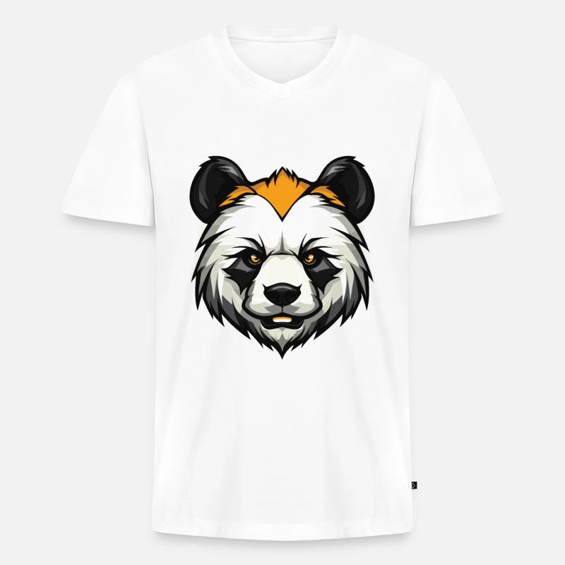 Panda Kopf - Männer Premium Bio T-Shirt mit V-Ausschnitt - Weiß