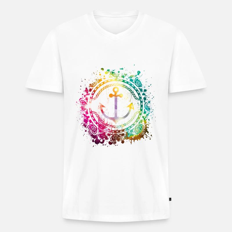 Anker Symbol - Männer Premium Bio T-Shirt mit V-Ausschnitt - Weiß