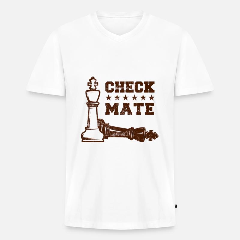 Schachmatt Schach Chess Spruch - Männer Premium Bio T-Shirt mit V-Ausschnitt - Weiß