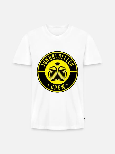 junggesellen crew bier - Männer Premium Bio T-Shirt mit V-Ausschnitt - Weiß