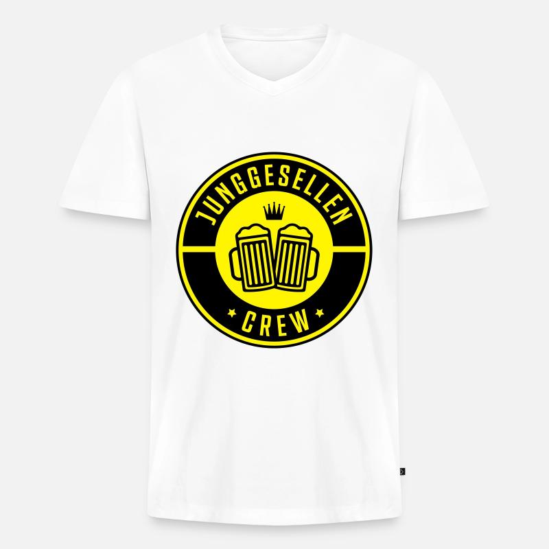 junggesellen crew bier - Männer Premium Bio T-Shirt mit V-Ausschnitt - Weiß