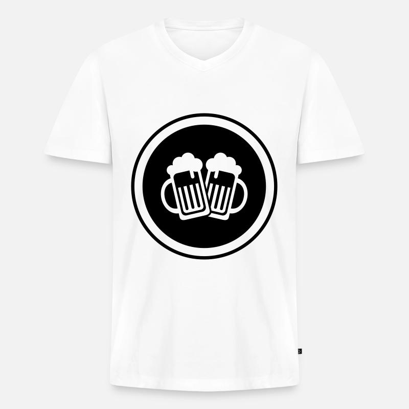 Bierglas Symbol - Männer Premium Bio T-Shirt mit V-Ausschnitt - Weiß