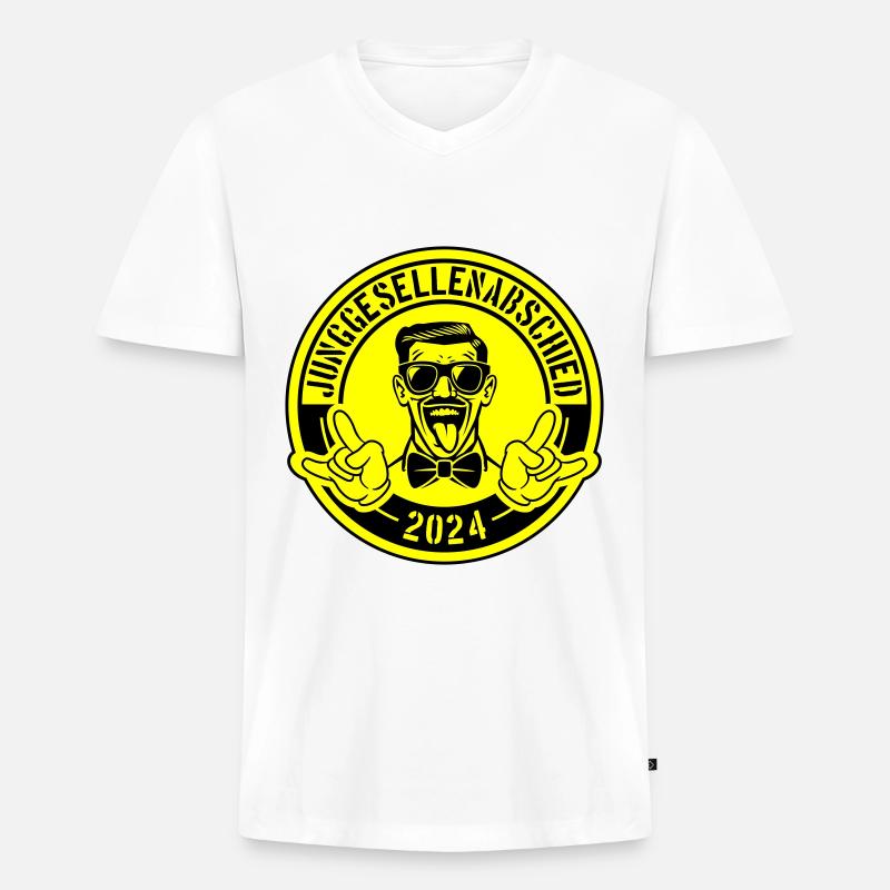 Junggesellenabschied 2024 - Männer Premium Bio T-Shirt mit V-Ausschnitt - Weiß