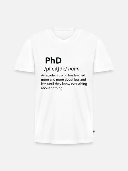 Definition af ph.d.-sjov ordbog - Premium økologisk T-shirt med V-hals til mænd - hvid