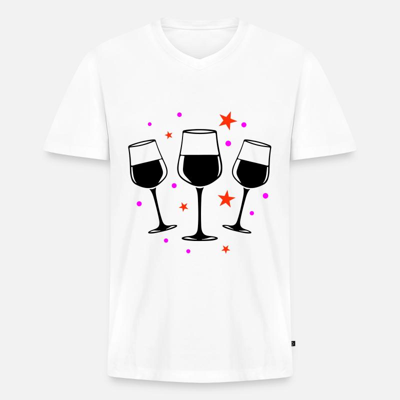 Weinglas Rotwein Symbol - Männer Premium Bio T-Shirt mit V-Ausschnitt - Weiß
