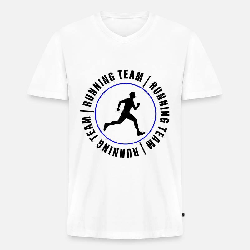 Running Team Marathon Mann - Männer Premium Bio T-Shirt mit V-Ausschnitt - Weiß