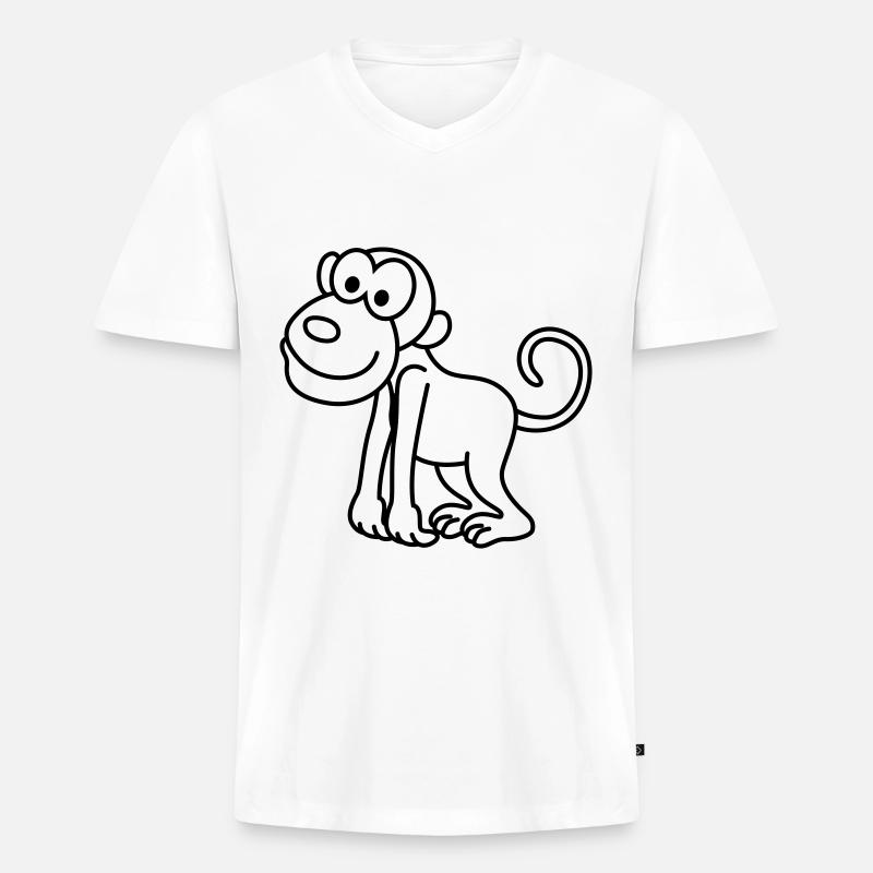 Affe Comic Tier - Männer Premium Bio T-Shirt mit V-Ausschnitt - Weiß
