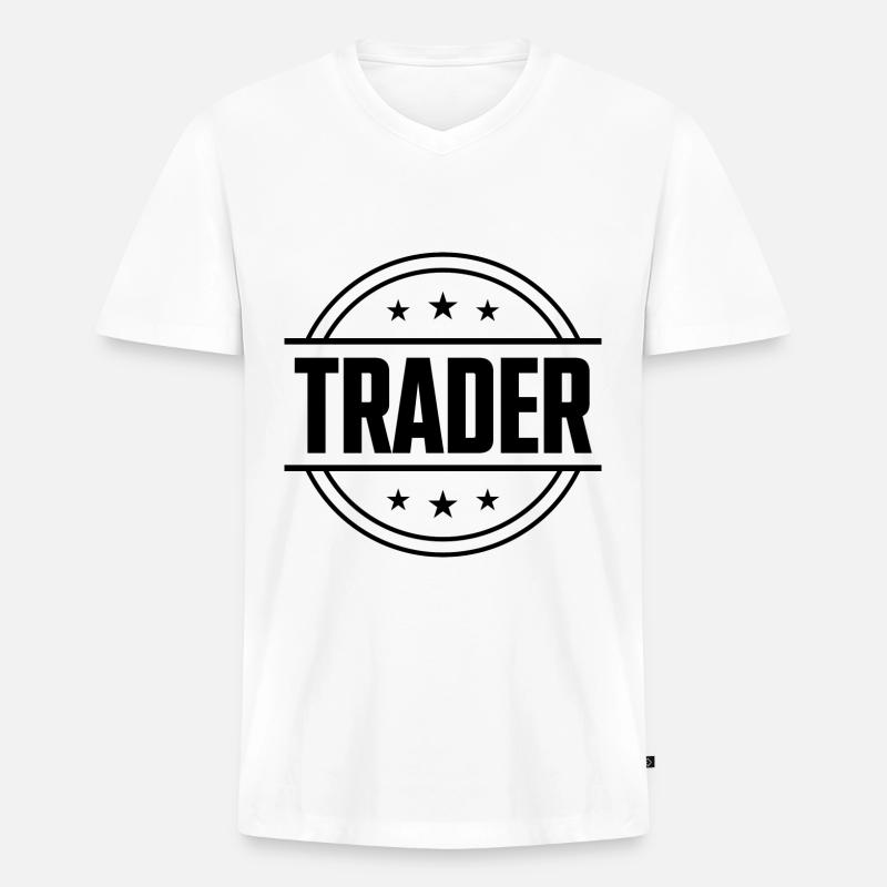 Trader Beruf - Männer Premium Bio T-Shirt mit V-Ausschnitt - Weiß