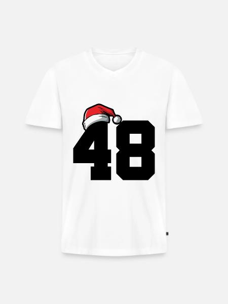 48 Numéro Noël - T-shirt encolure en V Premium bio Homme - blanc