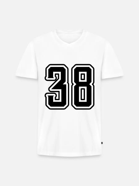 38 number symbol - Men's Premium Organic T-shirt with V-neck - white