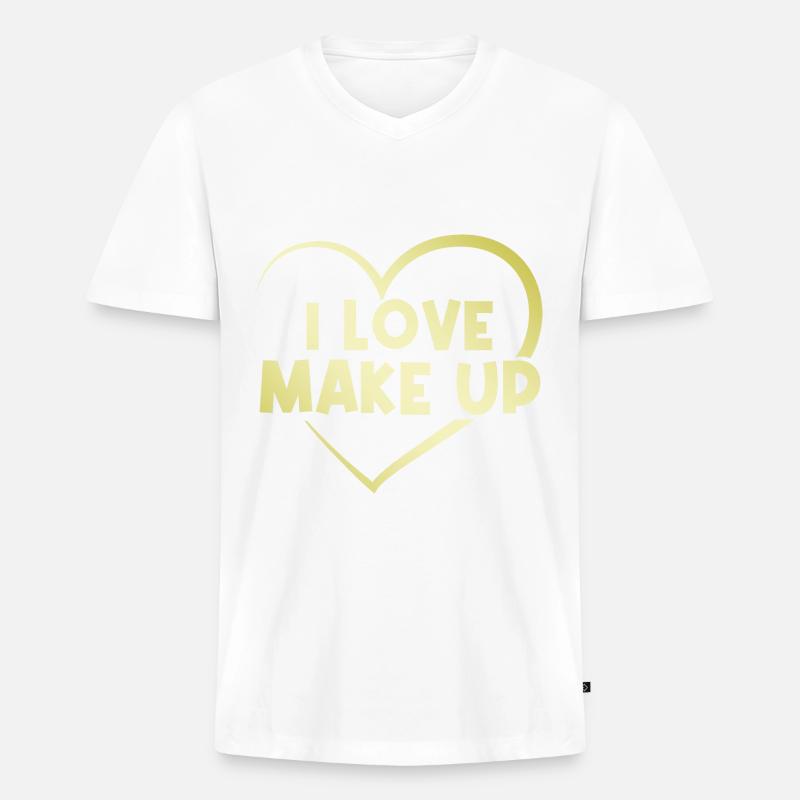 Ich liebe Make up - Männer Premium Bio T-Shirt mit V-Ausschnitt - Weiß