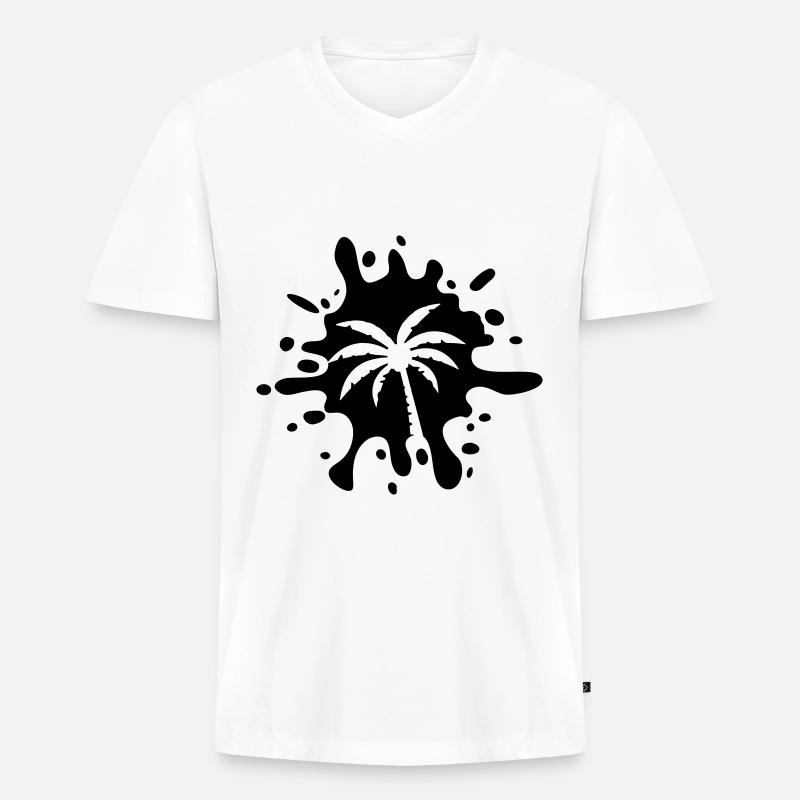 Palme Symbol Klecks - Männer Premium Bio T-Shirt mit V-Ausschnitt - Weiß