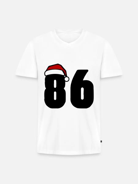 86 Numéro Noël - T-shirt encolure en V Premium bio Homme - blanc