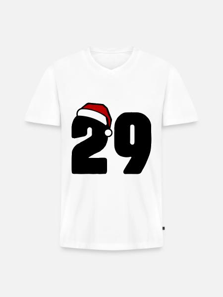 29 Numéro Noël - T-shirt encolure en V Premium bio Homme - blanc