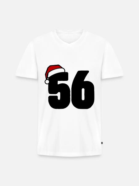 56 Numéro Noël - T-shirt encolure en V Premium bio Homme - blanc