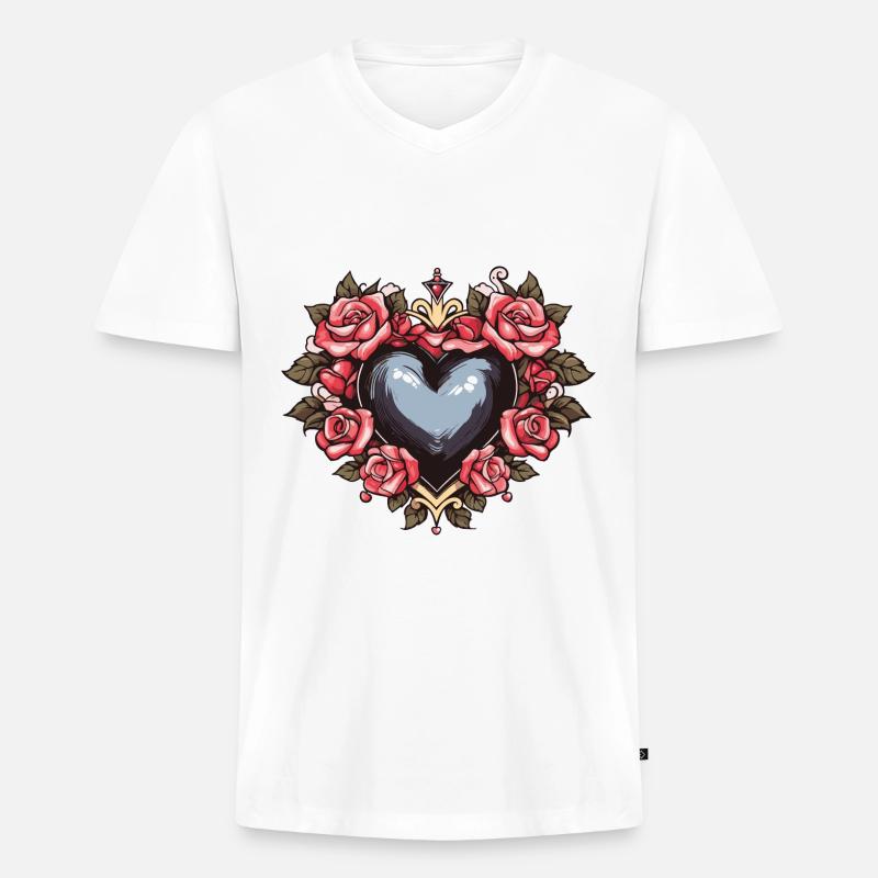 Herz Symbol Liebe - Männer Premium Bio T-Shirt mit V-Ausschnitt - Weiß