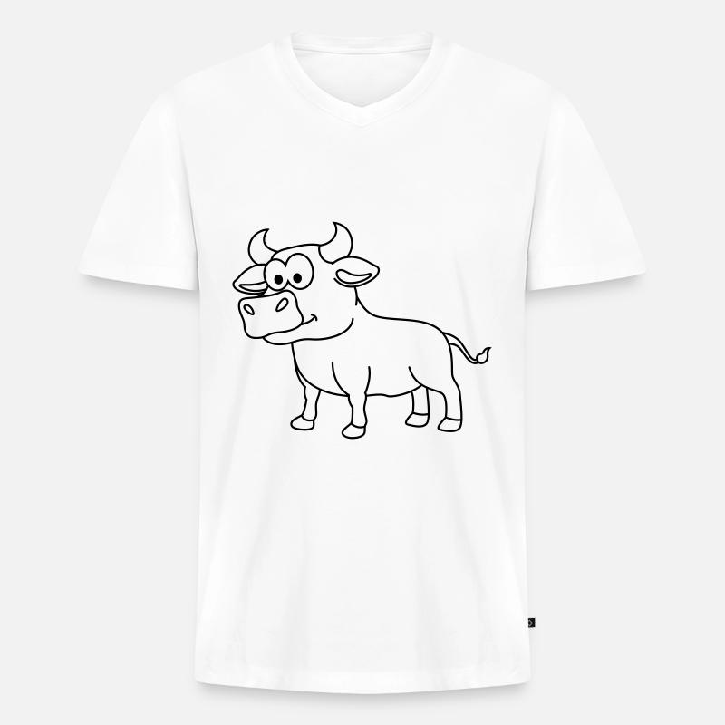 Stier Comic Tier - Männer Premium Bio T-Shirt mit V-Ausschnitt - Weiß