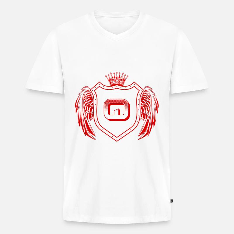 Q Buchstabe Wappen - Männer Premium Bio T-Shirt mit V-Ausschnitt - Weiß