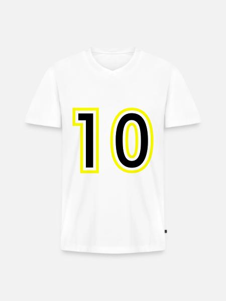 10 Zahl College - Männer Premium Bio T-Shirt mit V-Ausschnitt - Weiß