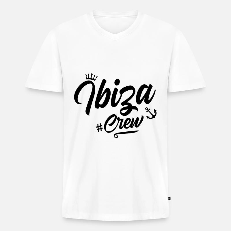 Ibiza Crew - Männer Premium Bio T-Shirt mit V-Ausschnitt - Weiß
