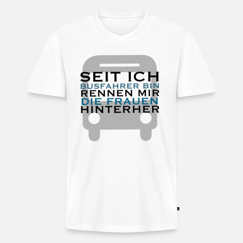 Lustiger Busfahrer Spruch Geschenkidee - Männer Premium Bio T-Shirt mit V-Ausschnitt - Weiß