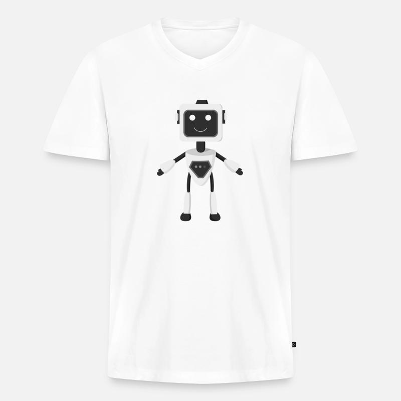 Roboter Robot Future - Männer Premium Bio T-Shirt mit V-Ausschnitt - Weiß