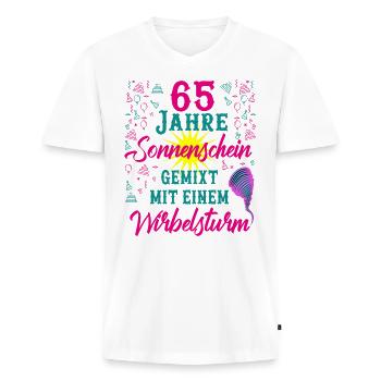 65 Geburtstag Frauen Geschenk 65 Jahre Geburtstag - Männer Premium Bio T-Shirt mit V-Ausschnitt - Weiß - Vorne - Nico (187cm)