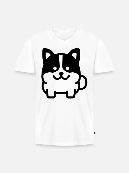 Dog - Men's Premium Organic T-shirt with V-neck - white