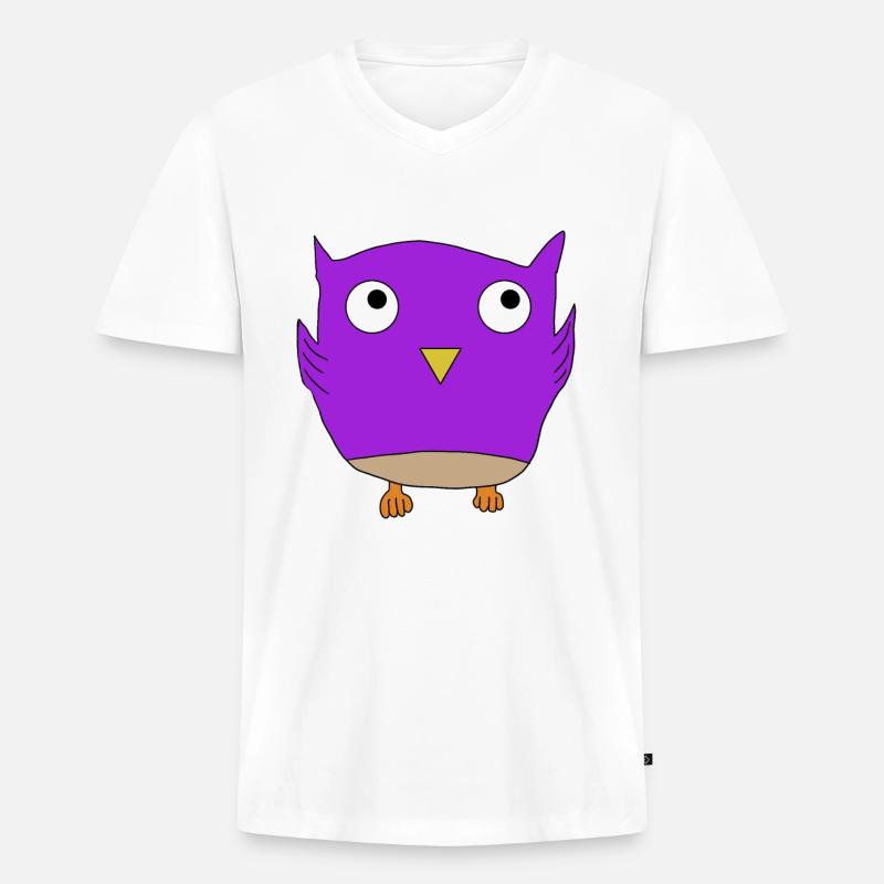 Kleine süße Eule - Männer Premium Bio T-Shirt mit V-Ausschnitt - Weiß