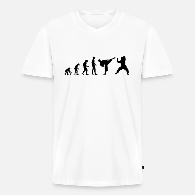 Kampfsport Evolution - Männer Premium Bio T-Shirt mit V-Ausschnitt - Weiß