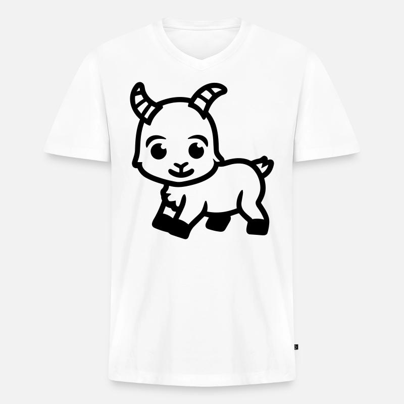 Ziegenbock - Männer Premium Bio T-Shirt mit V-Ausschnitt - Weiß