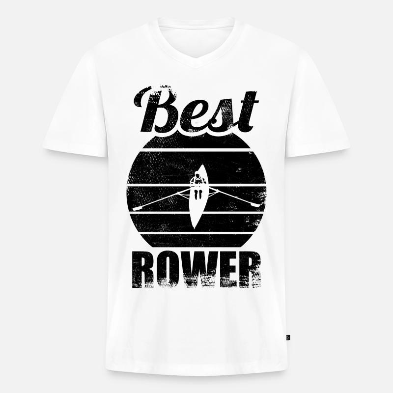 Bester Ruderer - Männer Premium Bio T-Shirt mit V-Ausschnitt - Weiß