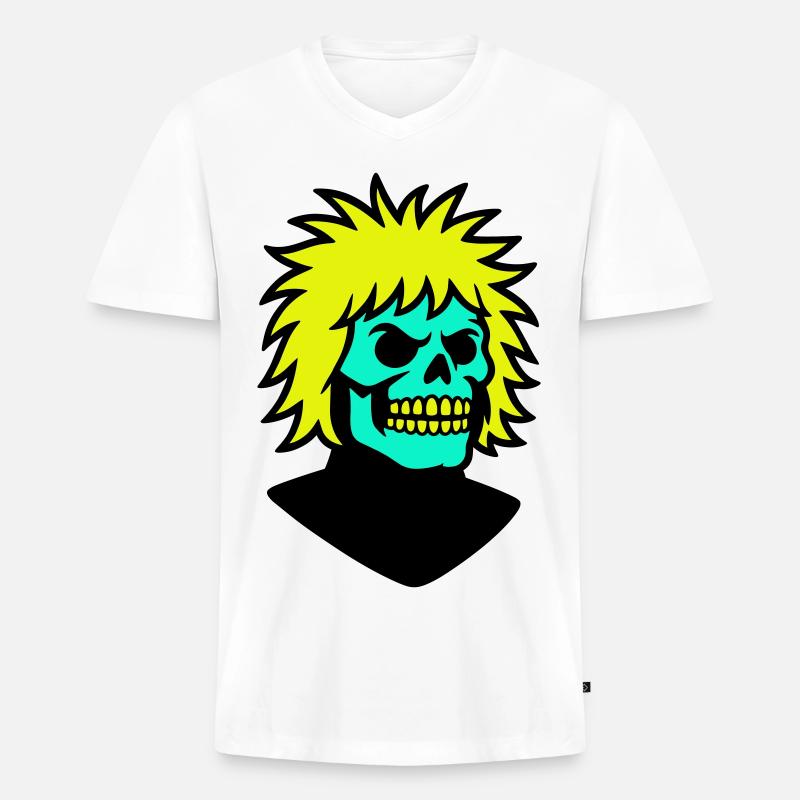 Skullman mit cooler Frisur - Männer Premium Bio T-Shirt mit V-Ausschnitt - Weiß