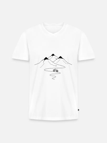 Bergwegkurven und ebike - - Männer Premium Bio T-Shirt mit V-Ausschnitt - Weiß