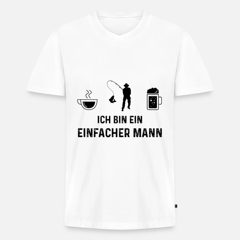 Ich bin ein Einfacher Mann - - Männer Premium Bio T-Shirt mit V-Ausschnitt - Weiß