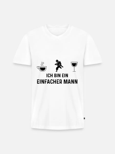 Ich bin ein Einfacher Mann - - Männer Premium Bio T-Shirt mit V-Ausschnitt - Weiß