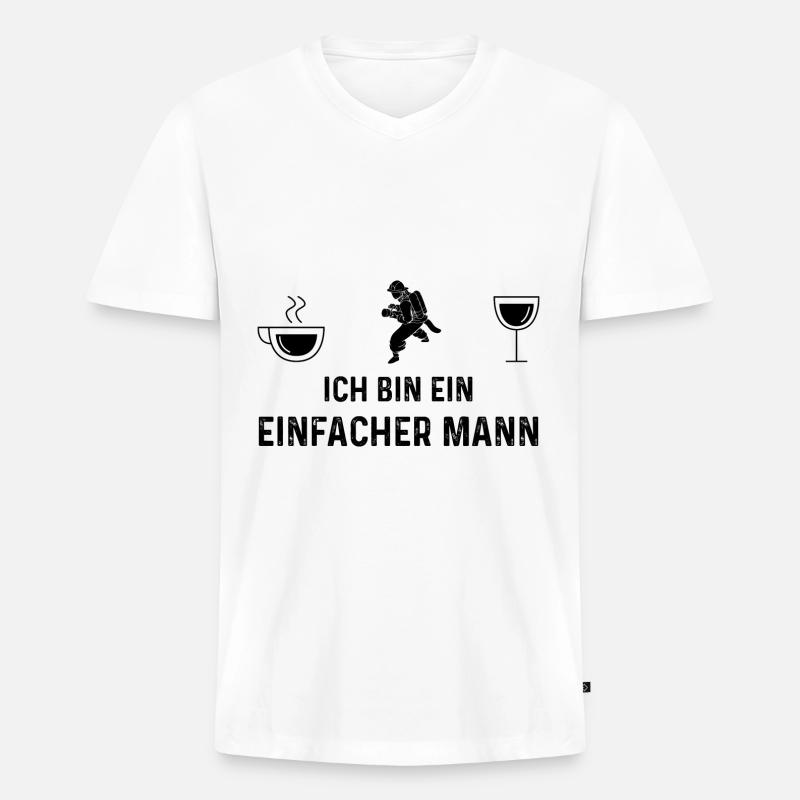 Ich bin ein Einfacher Mann - - Männer Premium Bio T-Shirt mit V-Ausschnitt - Weiß
