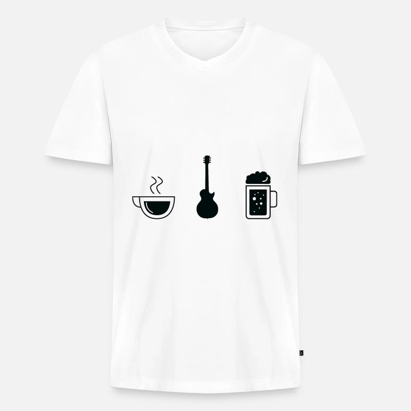 Kaffee-Biergitarre - Gu - Männer Premium Bio T-Shirt mit V-Ausschnitt - Weiß