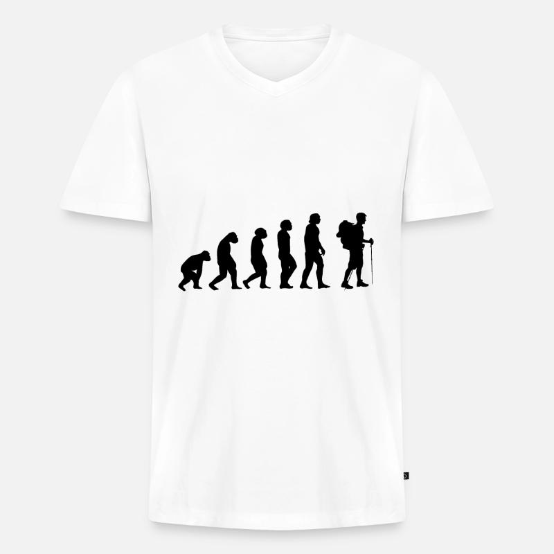 Evolution und Wandern - - Männer Premium Bio T-Shirt mit V-Ausschnitt - Weiß