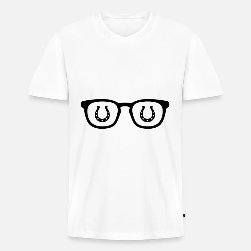 Sonnenbrille und Pferd 2 - - Männer Premium Bio T-Shirt mit V-Ausschnitt - Weiß