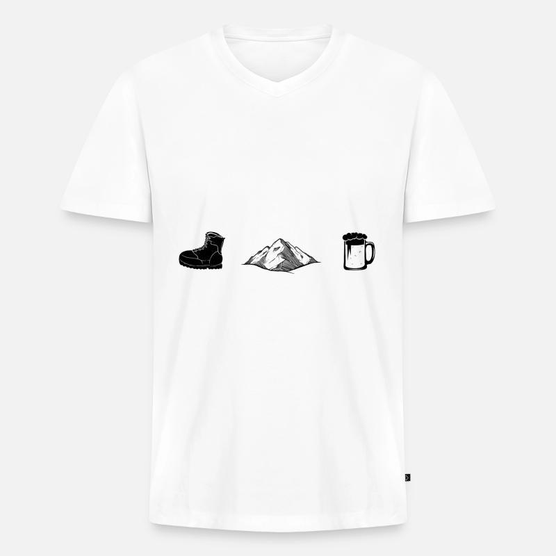 Wanders, Berge, Bier - - Männer Premium Bio T-Shirt mit V-Ausschnitt - Weiß