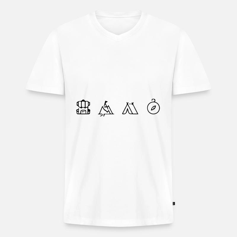 Camping - - Männer Premium Bio T-Shirt mit V-Ausschnitt - Weiß