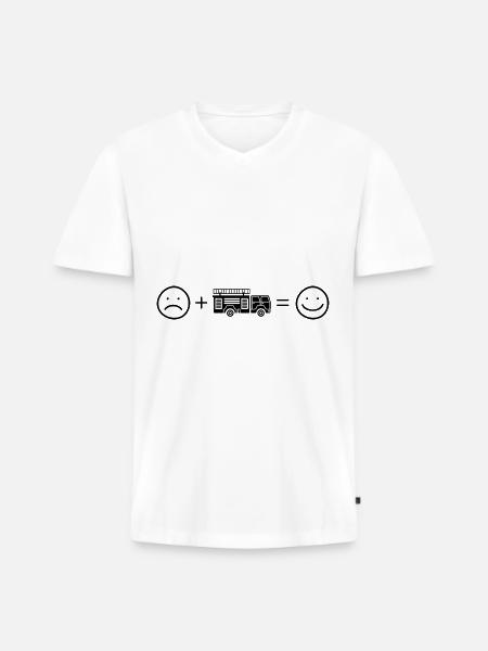Smile Face et pompier - (2) - T-shirt encolure en V Premium bio Homme - blanc