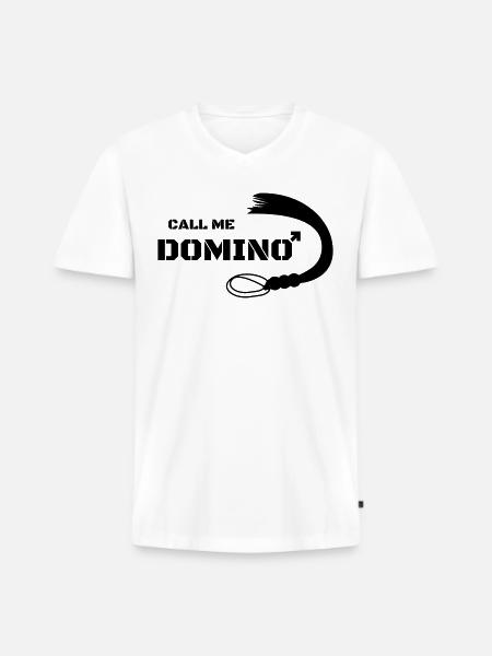 Noem me Domino Whip Sex Gift Dominatrix - Mannen Premium Bio T-shirt met V-hals - wit