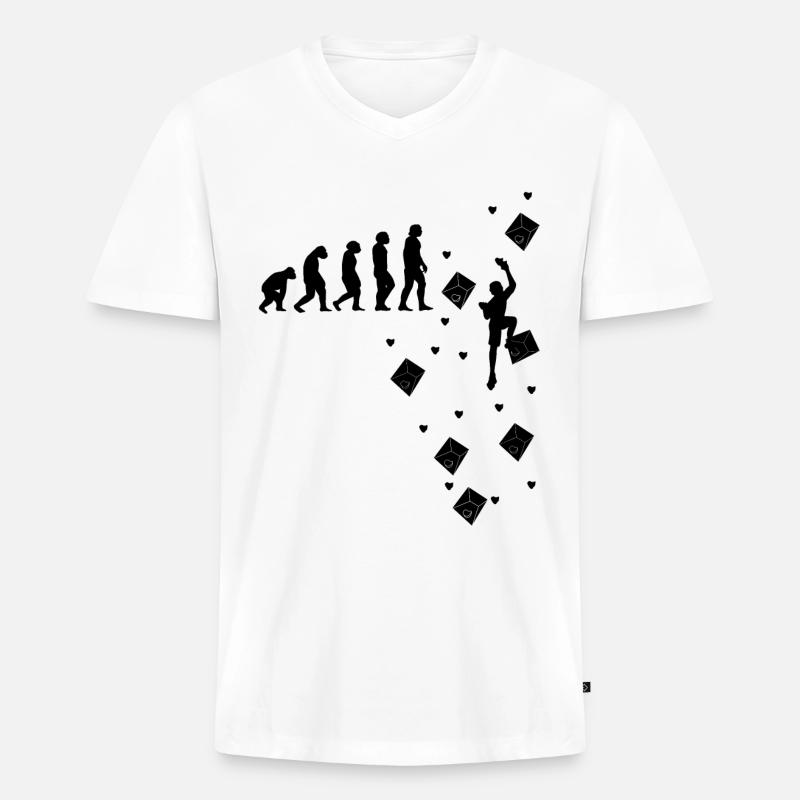 Klettern Bouldern Bergsteigen Evolution Kletterer - Männer Premium Bio T-Shirt mit V-Ausschnitt - Weiß